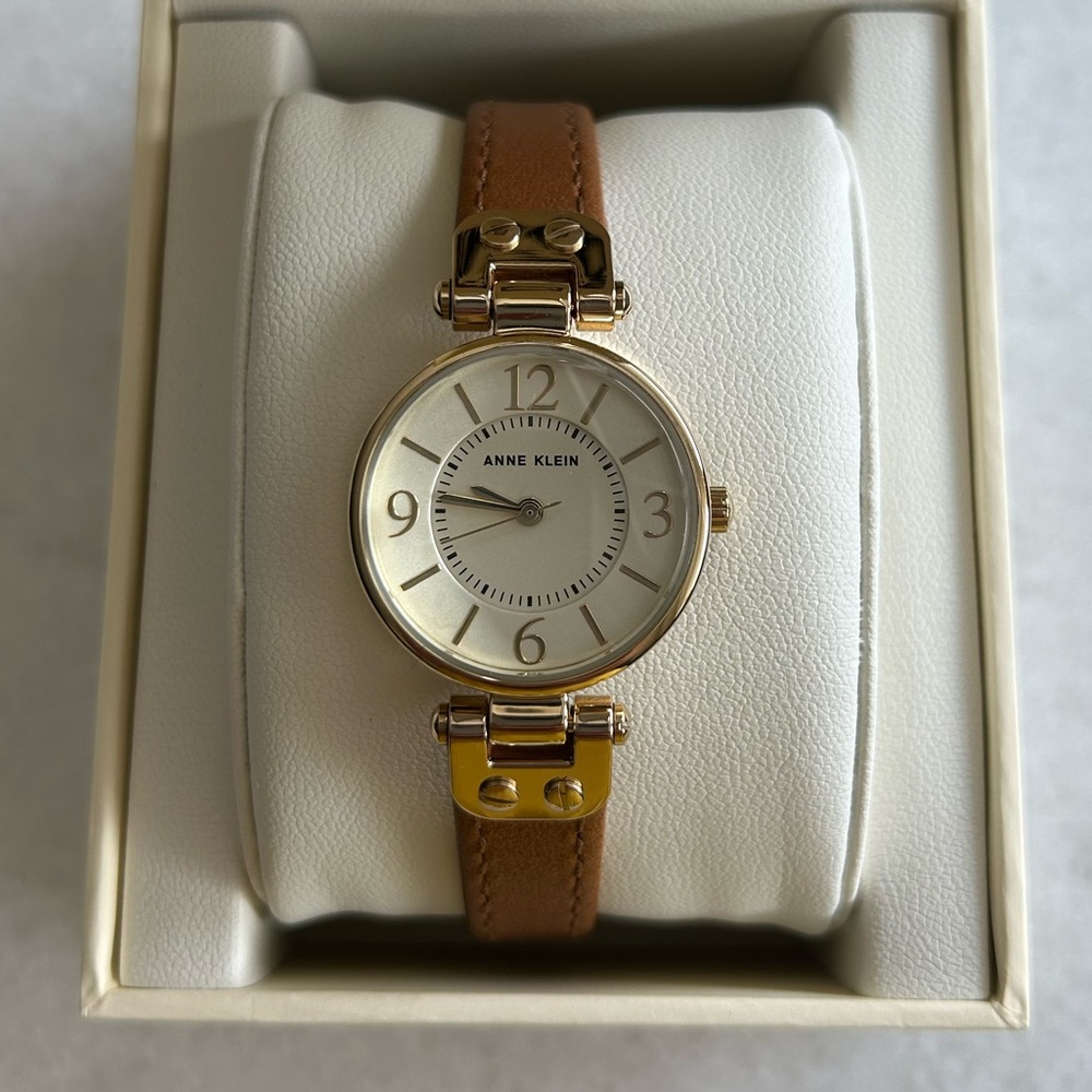 Anne Klein watch with brown leather band